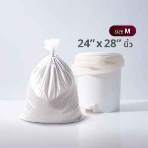 LIFEHAK Store SKU Product_White Garbage Bag Flat Cut-02 ถุงขยะสีขาว แบบม้วน 24x28 นิ้ว จำนวน 50 ใบ/ม้วน สีขาว ถุงเหนียว ไม่ขาดง่าย ใช้งานสะดวก D06