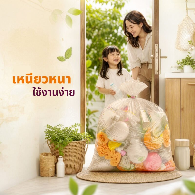 LIFEHAK Store SKU ถุงขยะใสสีชา-02 PACK ถุงขยะใส สีชา 28x34 นิ้ว จำนวน 15 ใบ/ม้วน ใช้งานได้ 2 ขนาดถัง 45L และ 56L ม้วนเดียว ใช้ง่ายกว่าเดิม D07 (จำนวน 25 ม้วน)