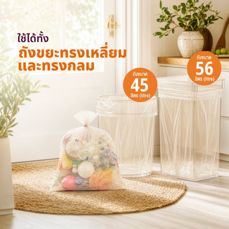 LIFEHAK Store SKU ถุงขยะใสสีชา-03 PACK ถุงขยะใส สีชา 28x34 นิ้ว จำนวน 15 ใบ/ม้วน ใช้งานได้ 2 ขนาดถัง 45L และ 56L ม้วนเดียว ใช้ง่ายกว่าเดิม D07 (จำนวน 25 ม้วน)